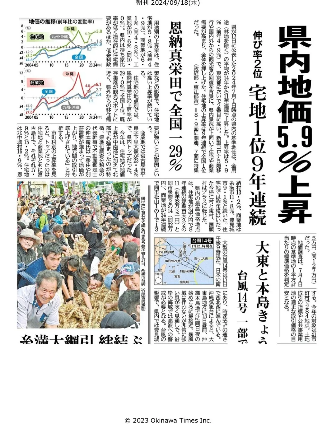 県より令和６年７月１日時点の県内の基準地価が発表されました。